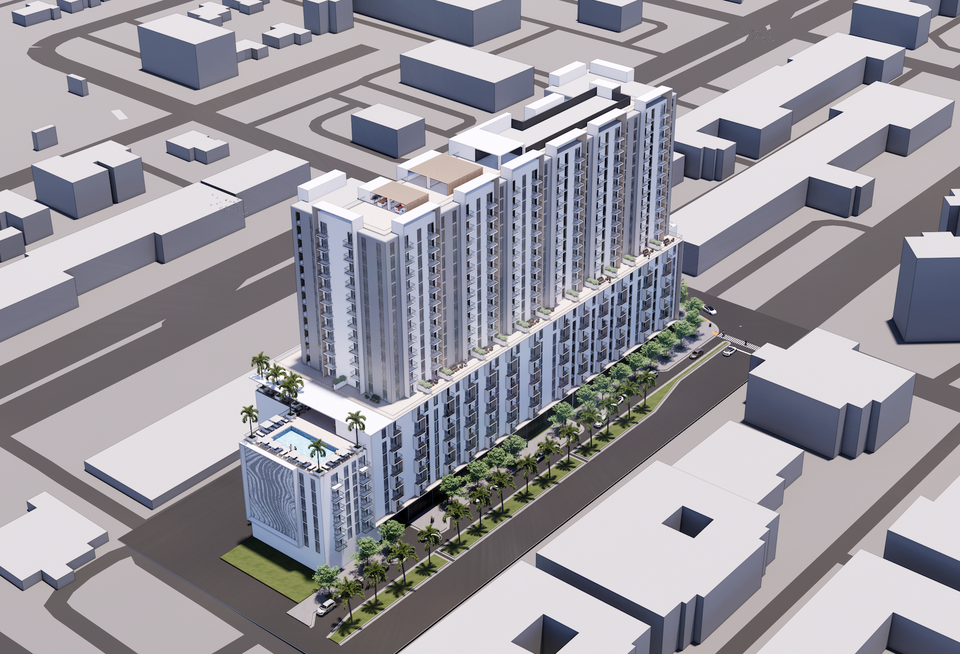 Rendering of The Helios building, being developed by Hidrock Properties, in North Miami Beach.