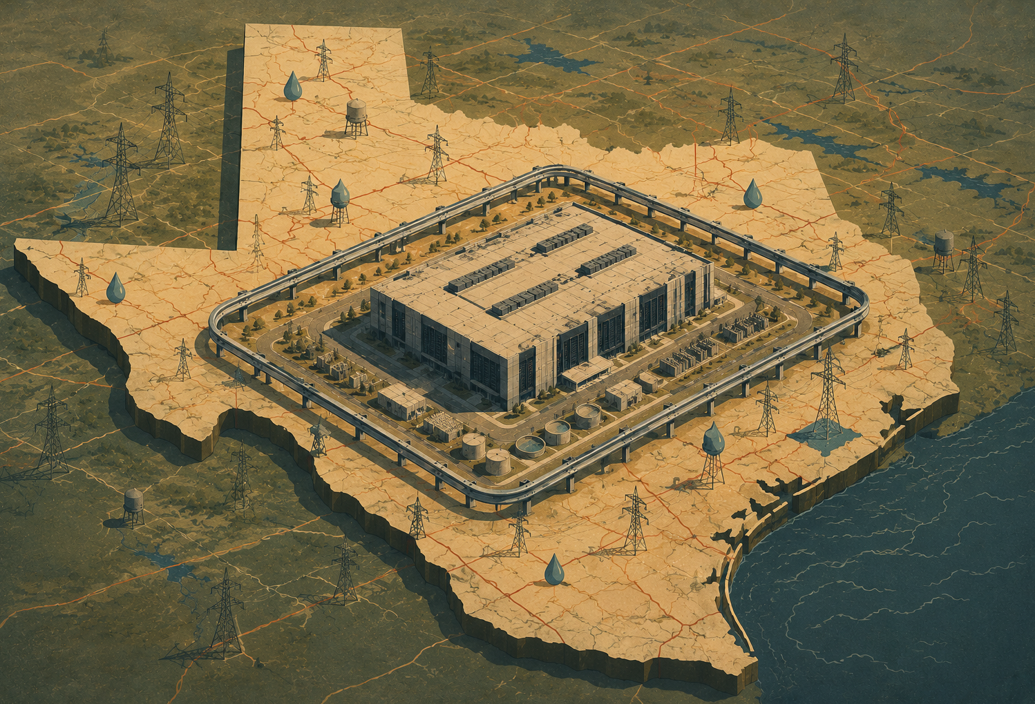 Illustration of a data center in Texas