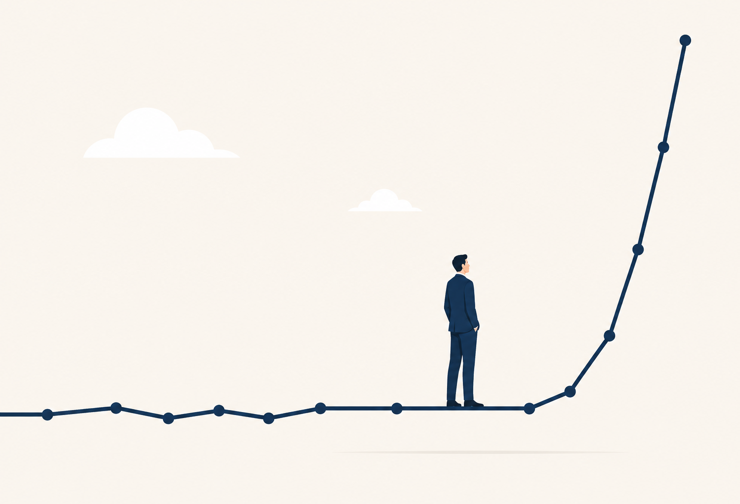 Man on line chart steep upward