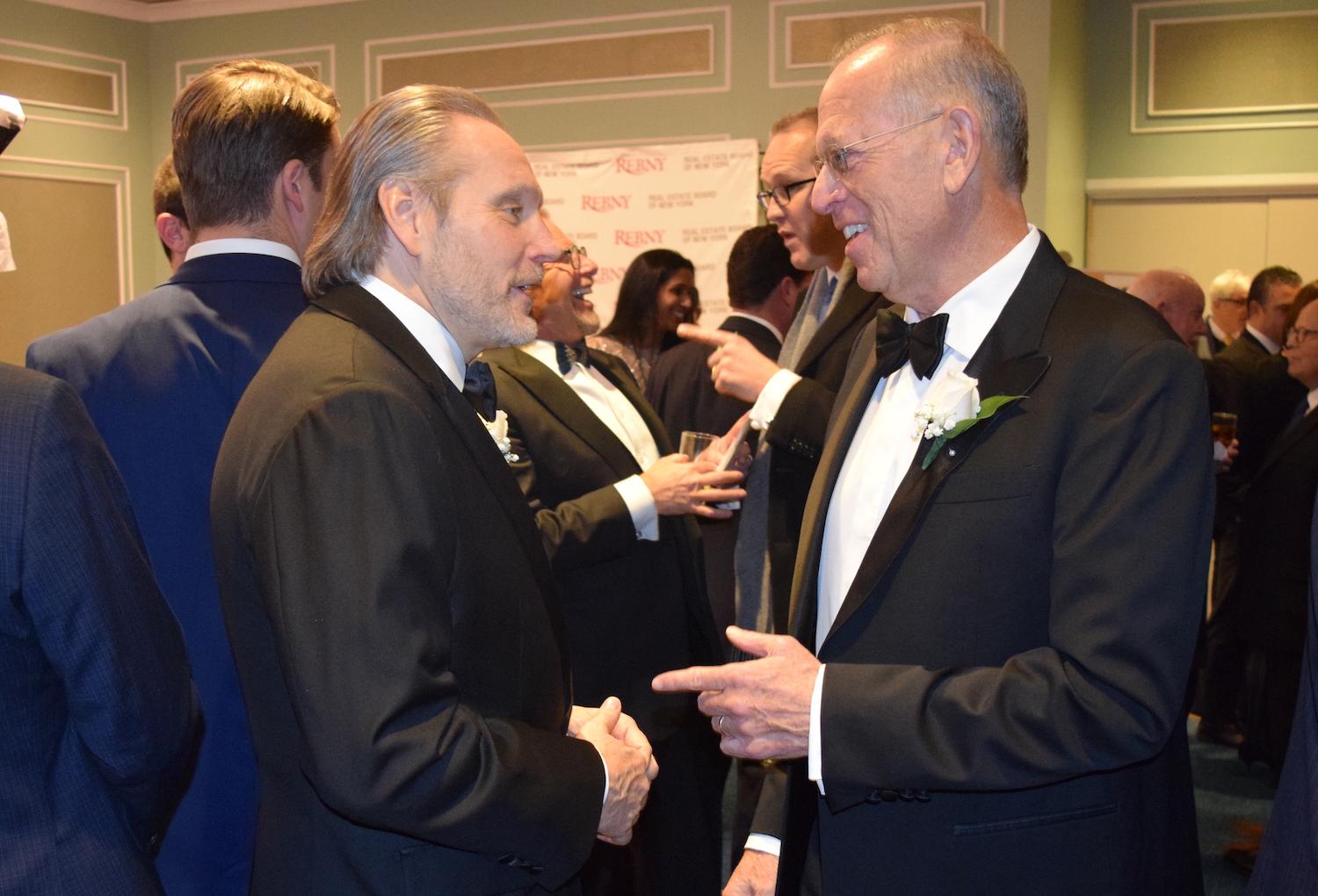JLL Chairman of Investment Sales Bob Knakal and Douglaston Development Chairman and CEO Jeffrey Levine at the 124th REBNY banquet Jan. 16, 2020