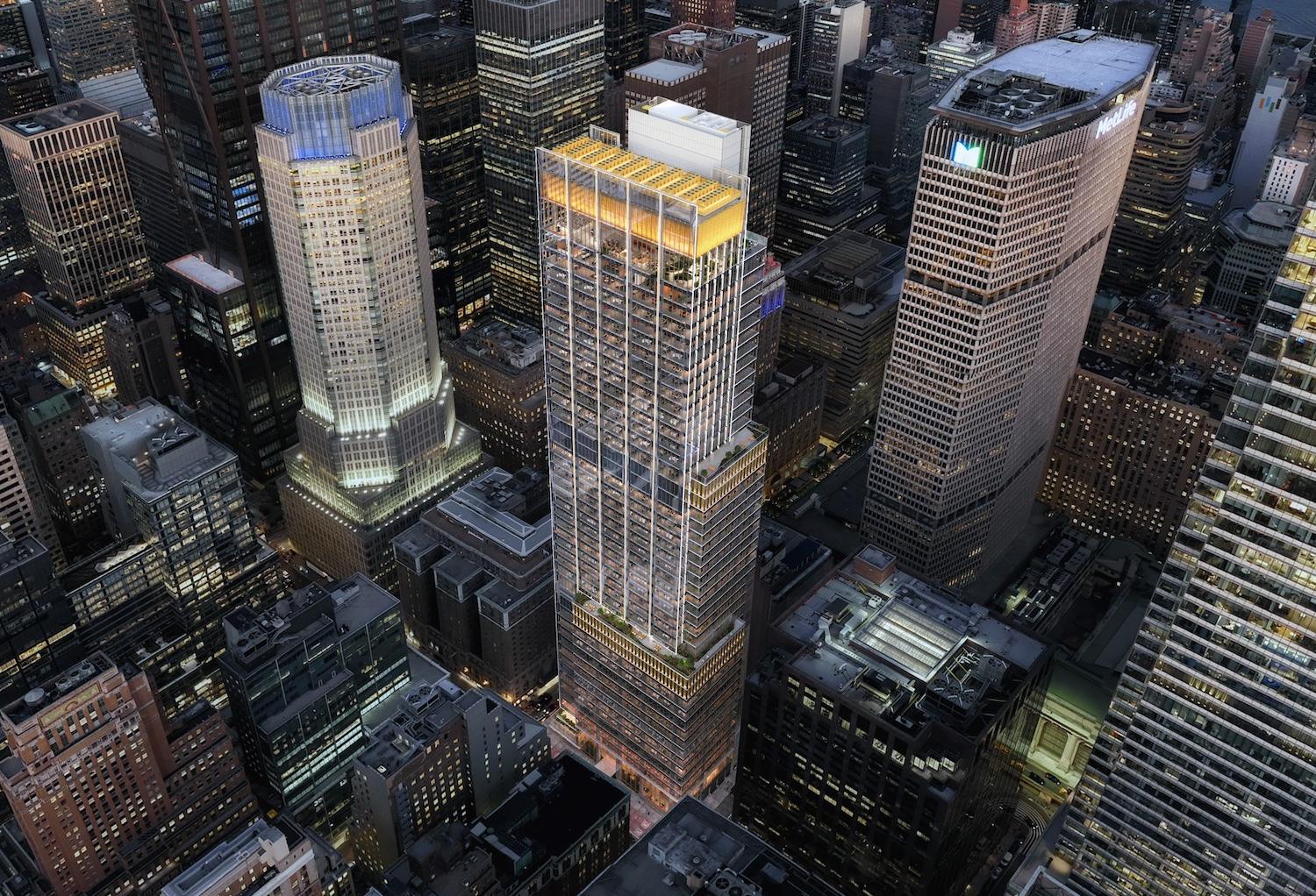 A rendering of 343 Madison Ave., on which BXP is starting vertical construction.