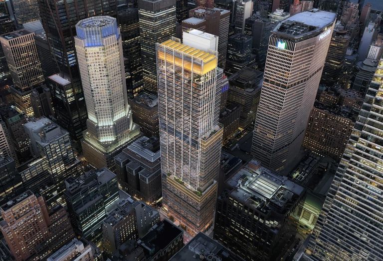 A rendering of 343 Madison Ave., on which BXP is starting vertical construction.