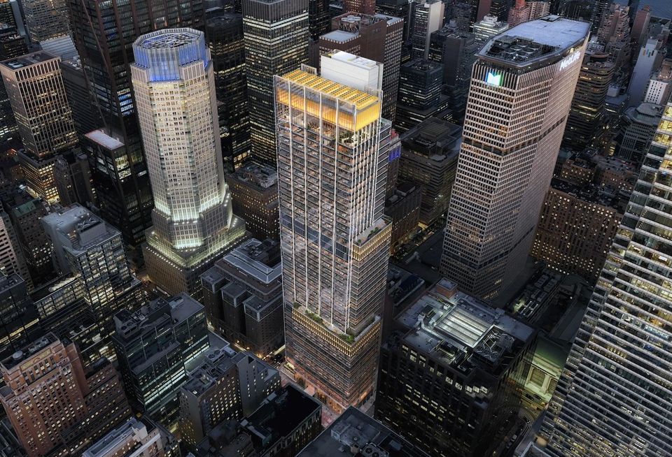 A rendering of 343 Madison Ave., on which BXP is starting vertical construction.