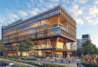 A conceptual rendering of one of the life sciences buildings planned at the North Bethesda development. 