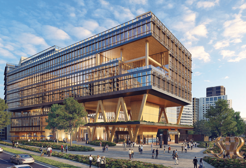 A conceptual rendering of one of the life sciences buildings planned at the North Bethesda development.