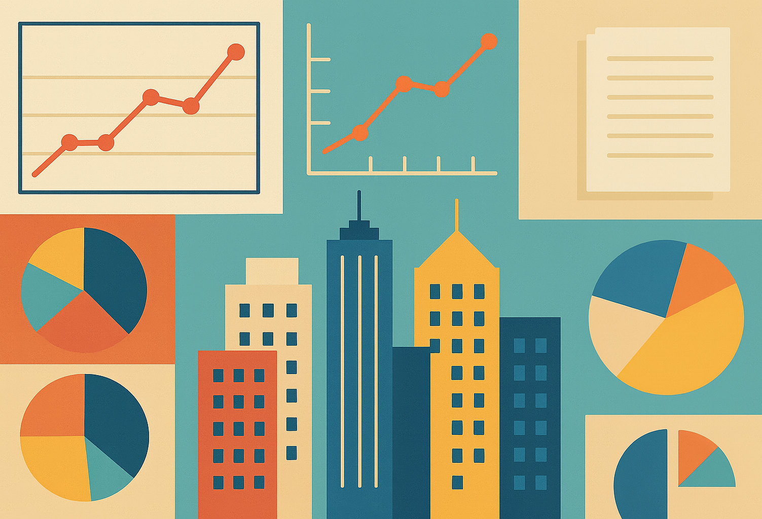 Buildings With Charts Paper Look