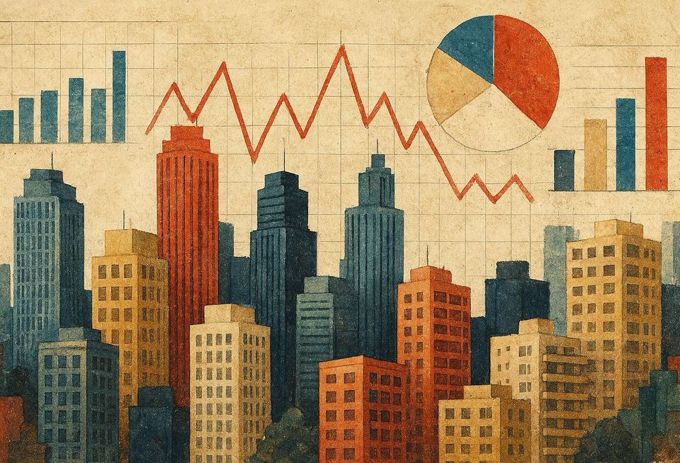 Cityscape with Charts For Bank CRE Delinquencies Chat GPT