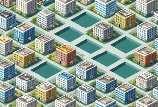 Grid of buildings with some missing for Bank OZK Story