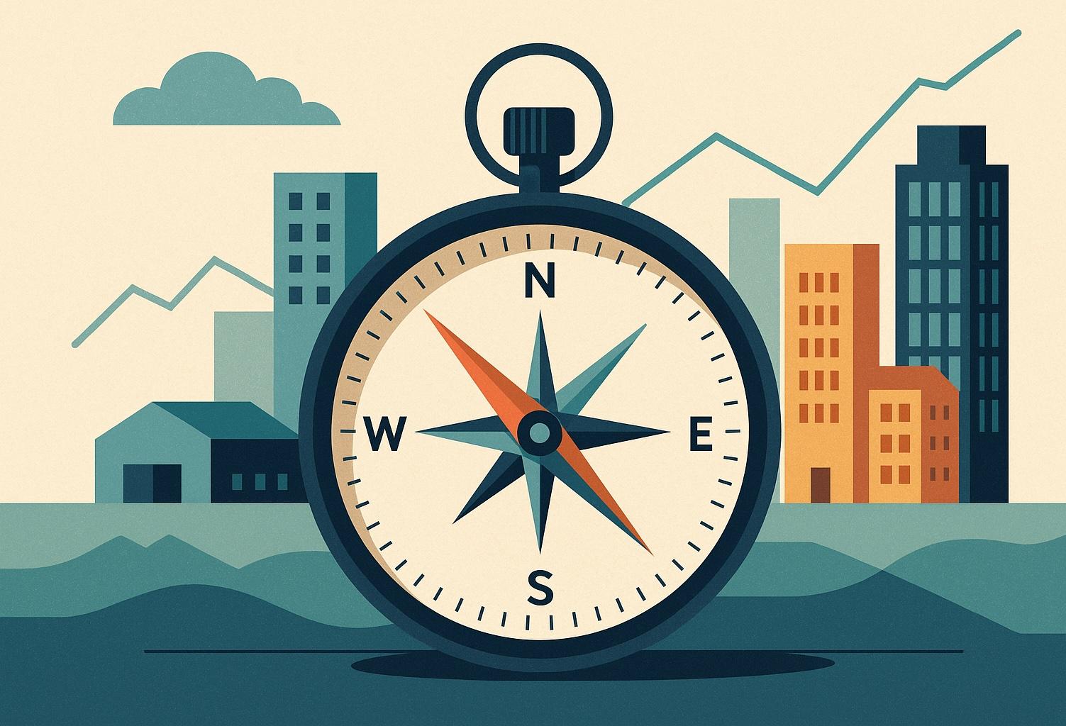 Compass against a real estate background