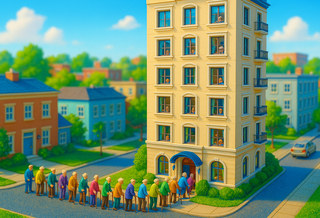 Senior Housing Seniors Lined Up