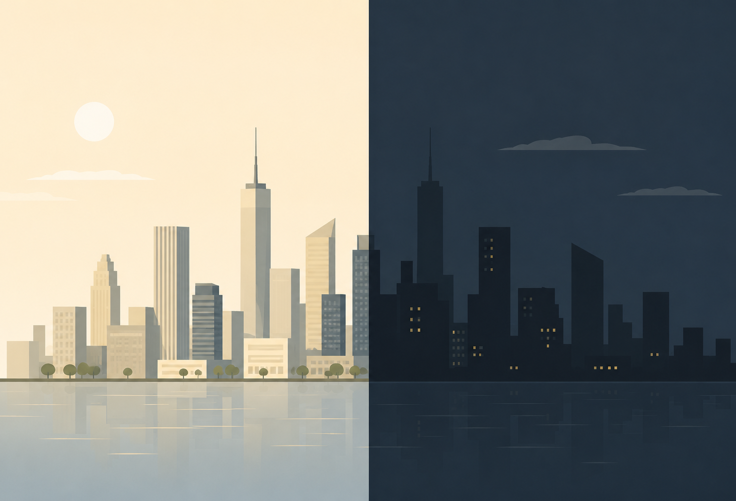 split cityscape sunny shadow