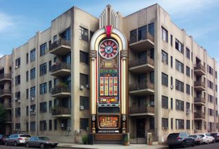 Run Down Condo Building With a Slot Machine