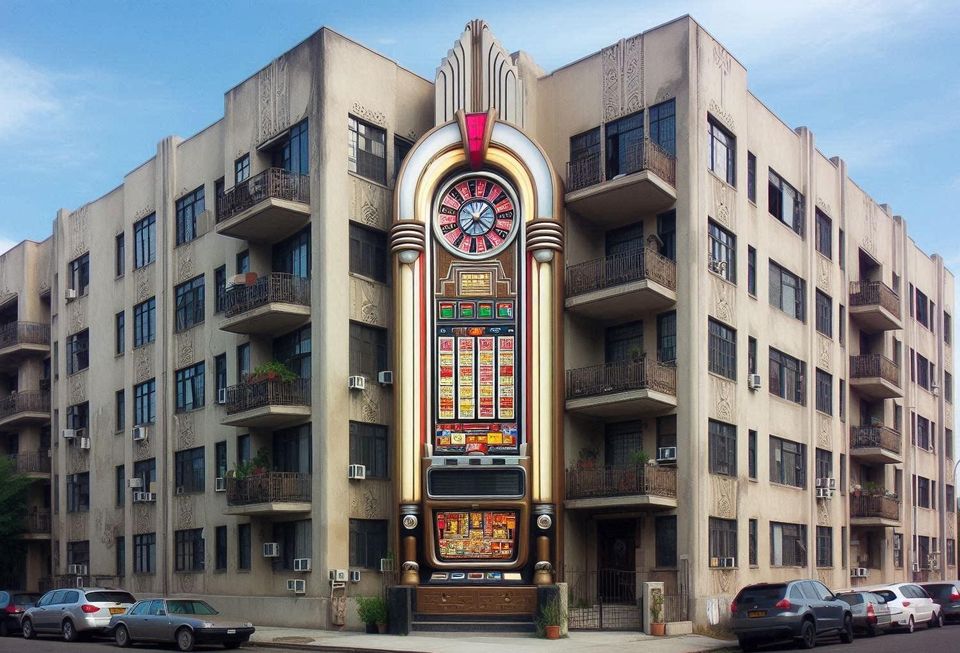 Run Down Condo Building With a Slot Machine