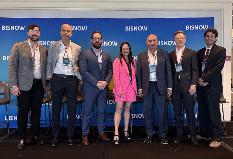 Doroni Aerospace’s Abe Dats, Newgard Development Group’s Harvey Hernandez, Empira’s Michael Marrero, Miller Construction’s Nicole Flier, Suffolk Construction’s Sam Sleiman, Ocean Land Investments’ Brandon Spirk and Billion Sumberg’s Eric Singer spoke at a panel at Bisnow’s Transit Oriented Development and Transportation Infrastructure event on Sept. 7.