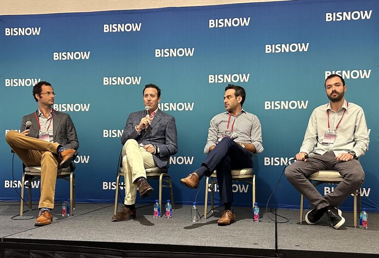 Blake Harris Law’s Blake Harris, Rilea Group’s Diego Ojeda, RealtyMogul’s Ian Rosa and DigiShare’s Gabriel Sadoun at Bisnow’s South Florida Commercial Real Estate Finance Conference on Nov. 30, 2023. 