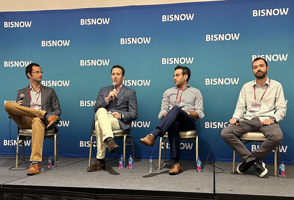 Blake Harris Law’s Blake Harris, Rilea Group’s Diego Ojeda, RealtyMogul’s Ian Rosa and DigiShare’s Gabriel Sadoun at Bisnow’s South Florida Commercial Real Estate Finance Conference on Nov. 30, 2023.
