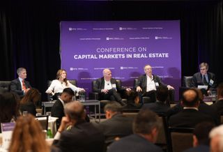 (from left to right) Marty Burger of Infinite Global Real Estate Partners, MaryAnne Gilmartin of MAG Partners, Scott Rechler of RXR, William C. Rudin of Rudin, and Robert S. Blumenthal (Moderator).