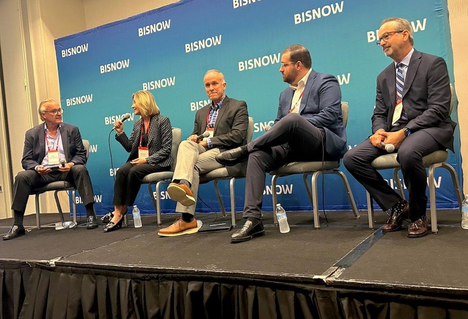 ISG World’s Craig Studnicky, City of Hollywood’s Raelin Storey, Hollywood CRA District’s Jorge Camejo, BTI Partners’ Jacob Breakstone and Pinnacle’s Timothy Wheat at Bisnow’s Broward County State of the Market event at the Fort Lauderdale Marriott Harbor Beach Resort & Spa on March 12.