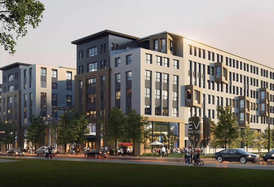 A rendering of 1690 Revere Beach Parkway in Everett's Commercial Triangle.
