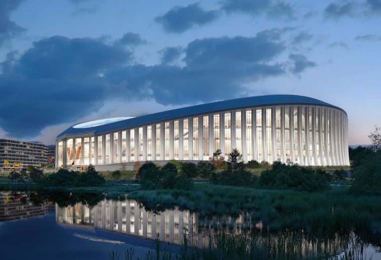 The renderings of the Commanders' new stadium show columns similar to D.C.'s classical-style buildings and monuments. 