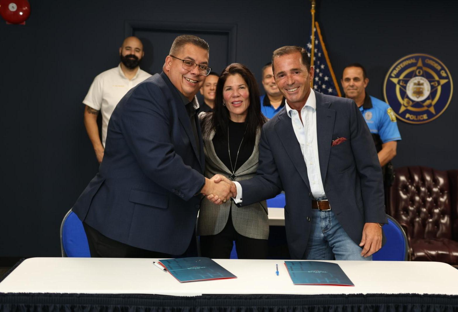 Director of Florida State Fraternal Order of Police Al Palacios, Taubco principal and managing director Laura Tauber, Spanish developer Pablo Castro. The HueHub