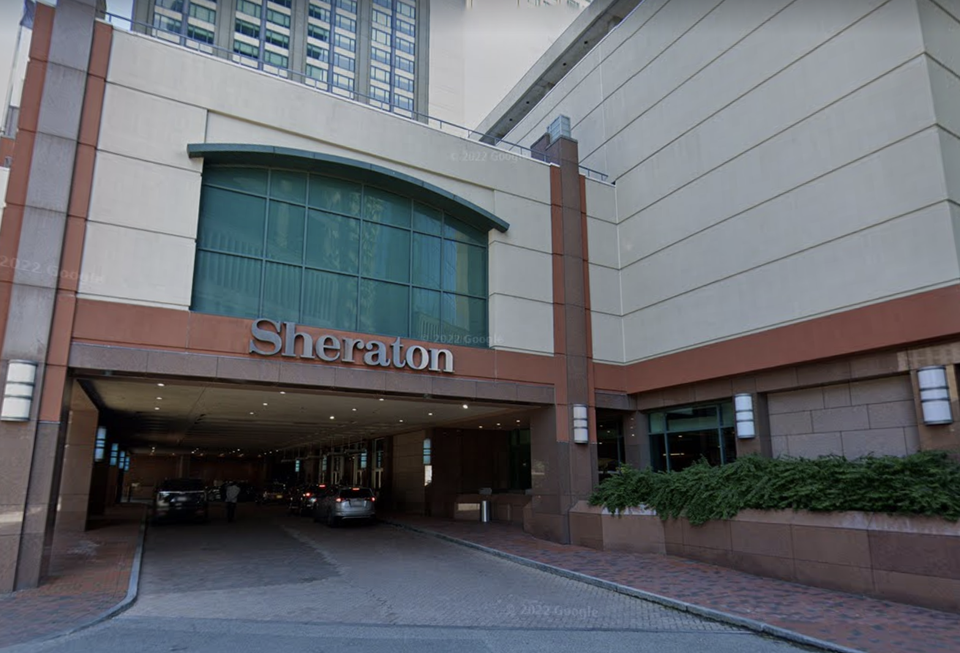 The owners of the Sheraton Boston Hotel in the Back Bay proposed redeveloping one of its two towers into dorms for Northeastern University students.