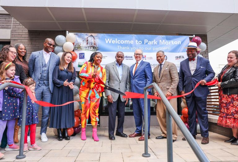 The ribbon-cutting ceremony for the Park Morton affordable apartments near Georgia Avenue.  