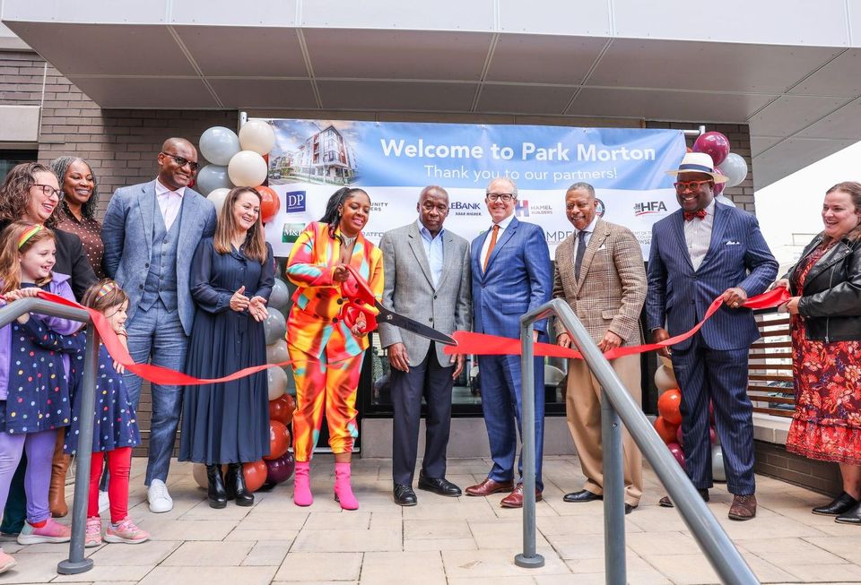 The ribbon-cutting ceremony for the Park Morton affordable apartments near Georgia Avenue.