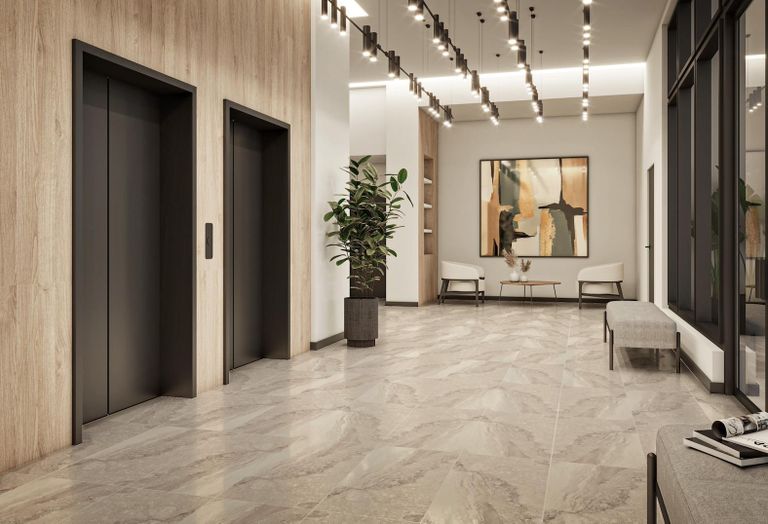 Century Town Center Lobby Midtown Doral 8175 NW 107th Ave Mattoni Century Homebuilders Double C