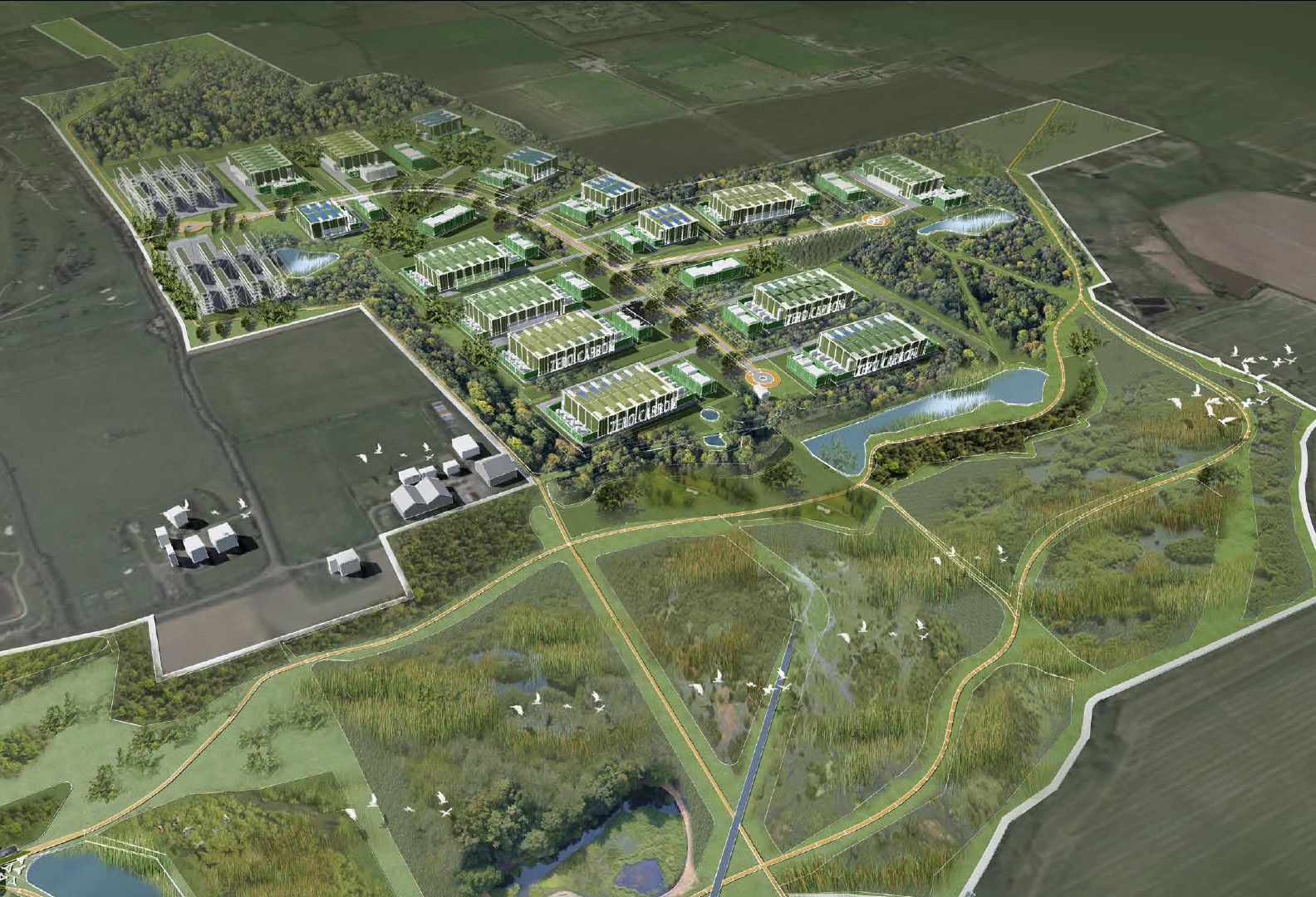 A rendering of the proposed London Data Freeport campus in Havering