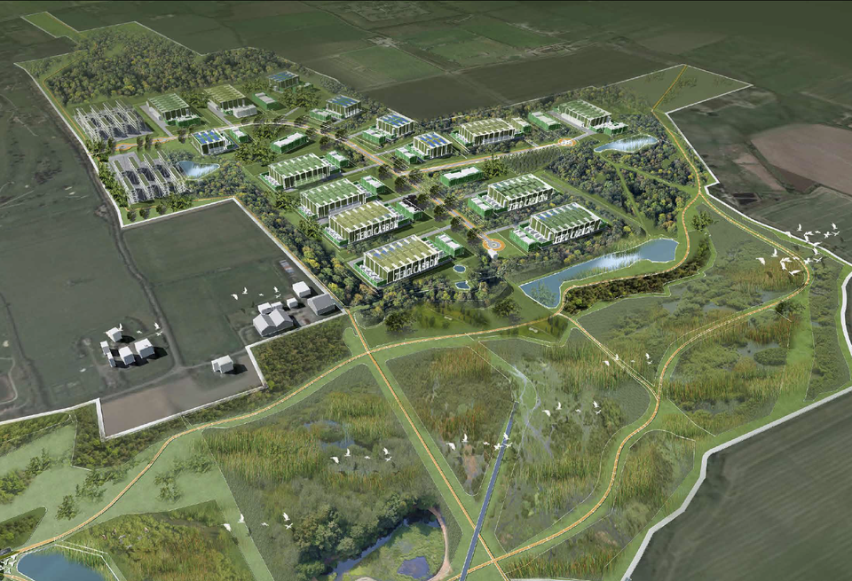 A rendering of the proposed London Data Freeport campus in Havering