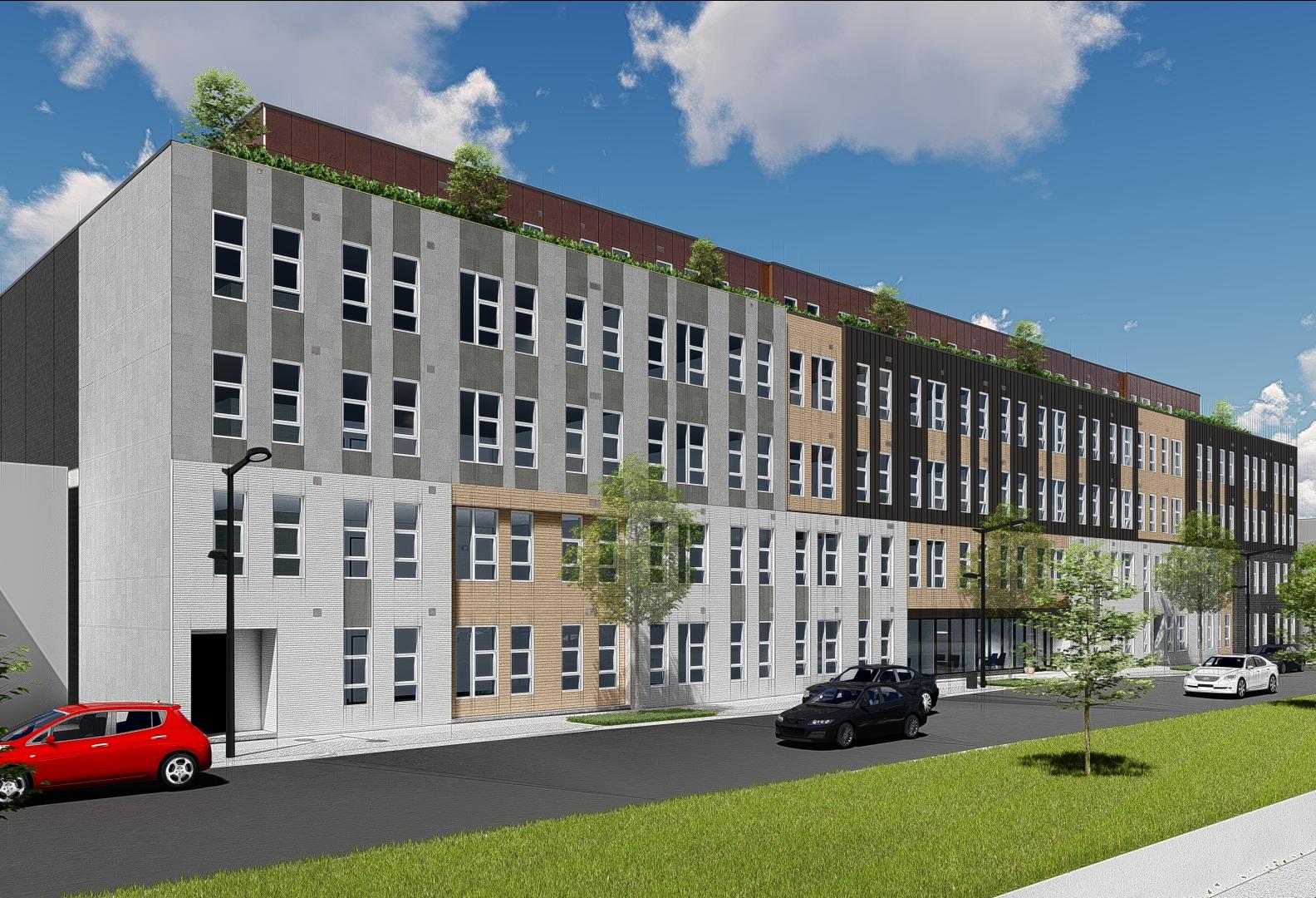 A rendering for the 148-unit Paxton apartments project