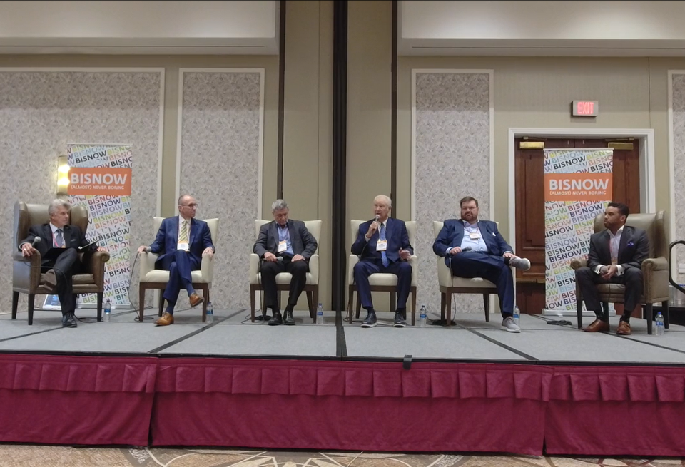 McKinney Economic Development Corp.'s Brian Loughmiller, Independent Financial's David Brooks, Salesmanship Club of Dallas' Mike McKinley, McRight-Smith Construction's Andrew Smith and Kaizen Development Partners' Derrick Evers.Dallas 121 Corridor event 10.28.21