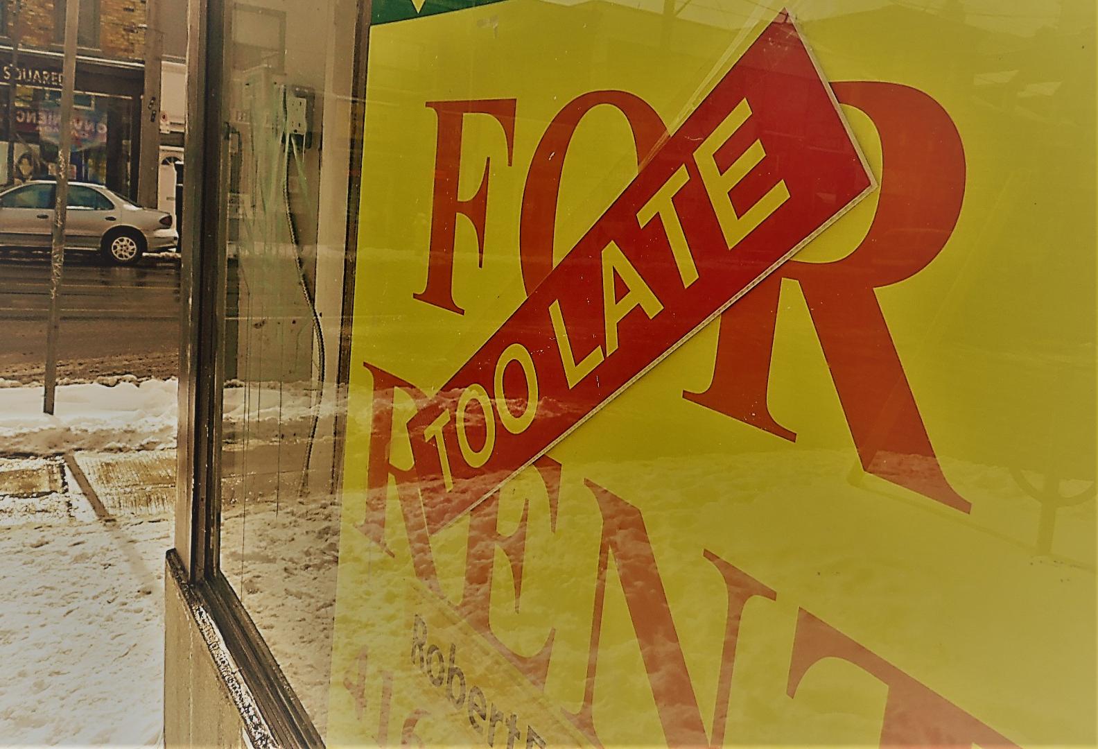 For Rent too late sign