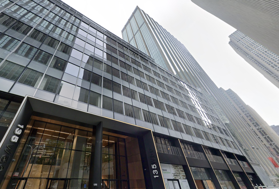 135 W. 50th St., a 35% occupied Class A building that is newly up for auction on Ten-X with bids starting at $7.5M.