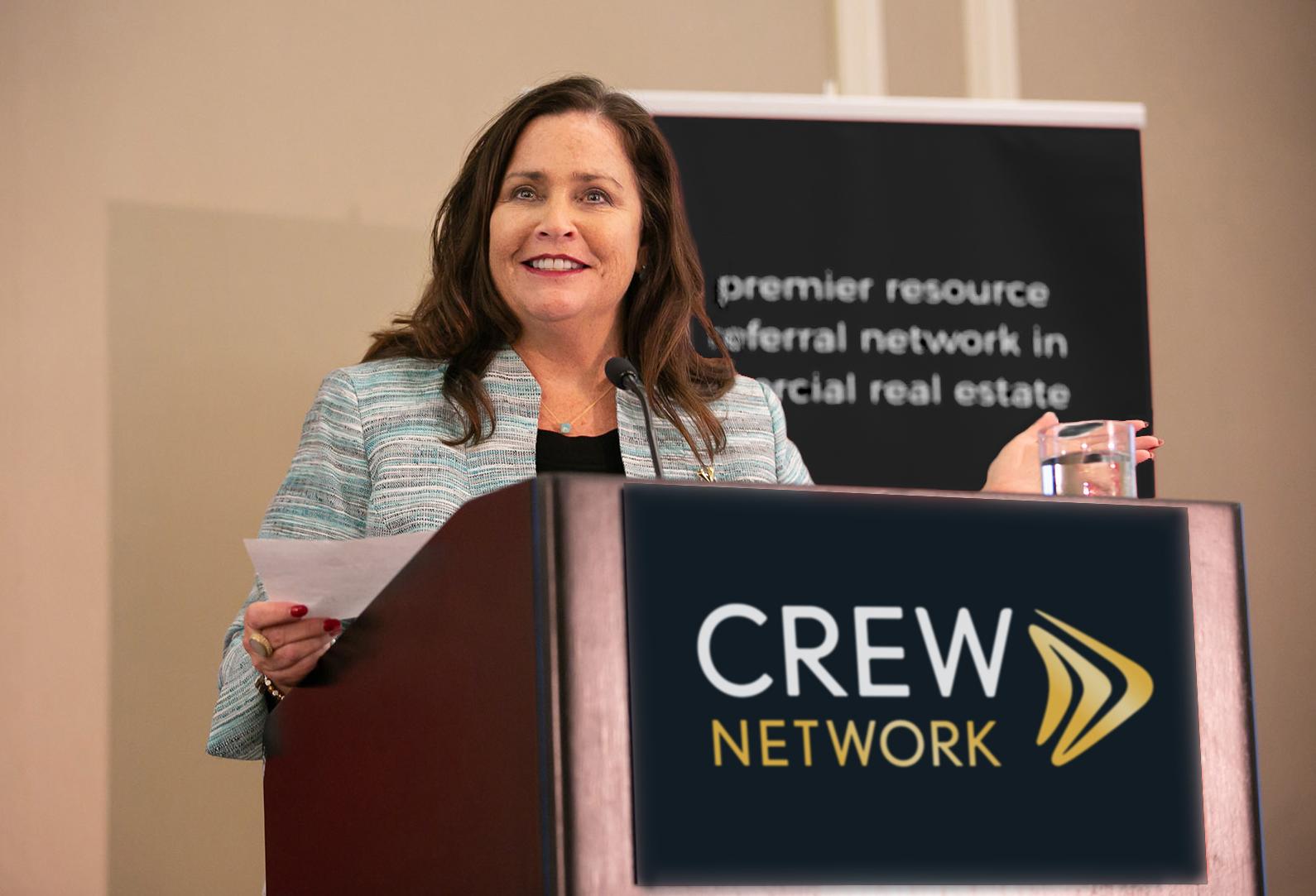 CREW Network CEO Wendy Mann speaking at the CREW's Leadership Summit