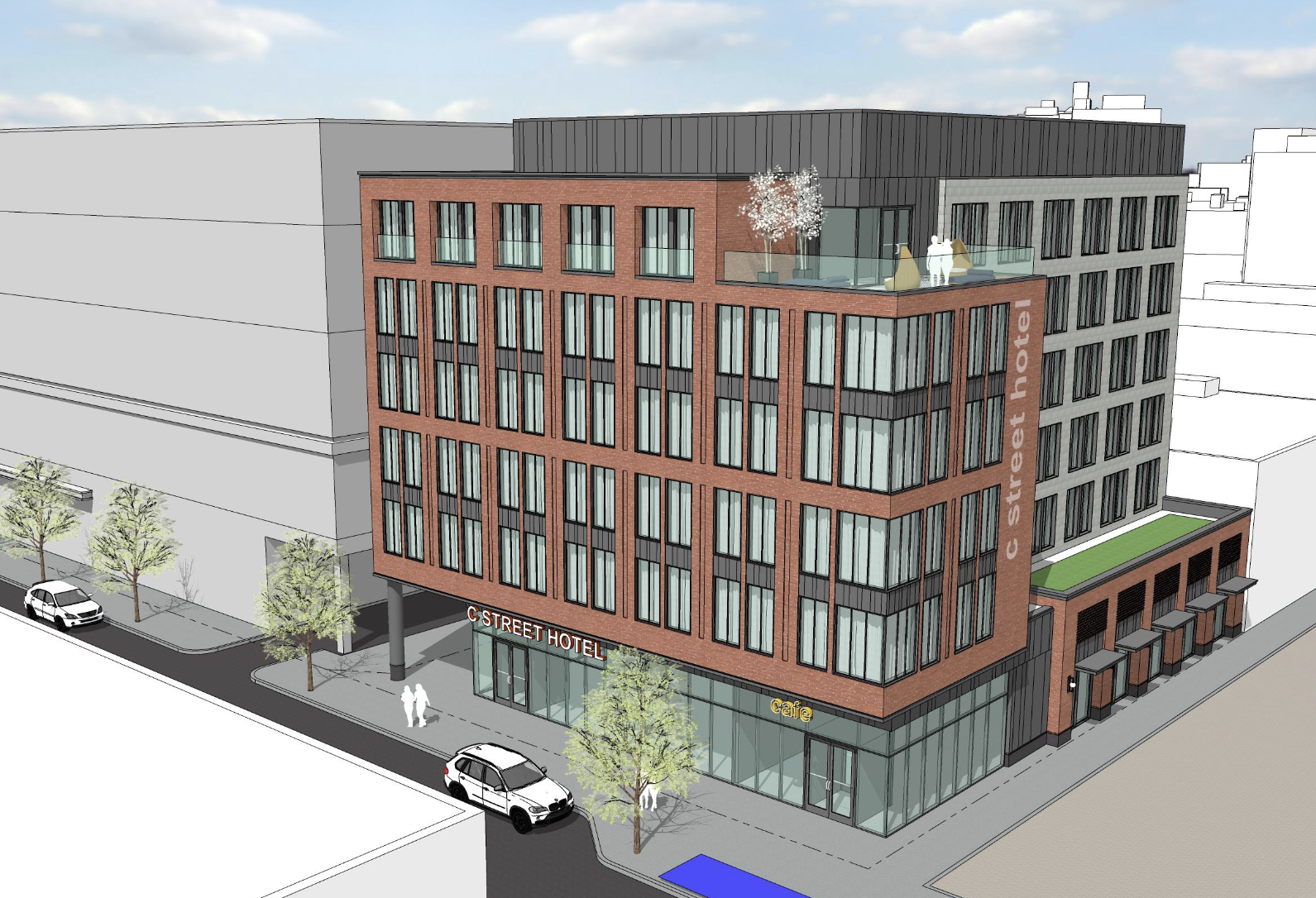 A rendering of City Realty and RISE Together's 330 C St. hotel development in South Boston