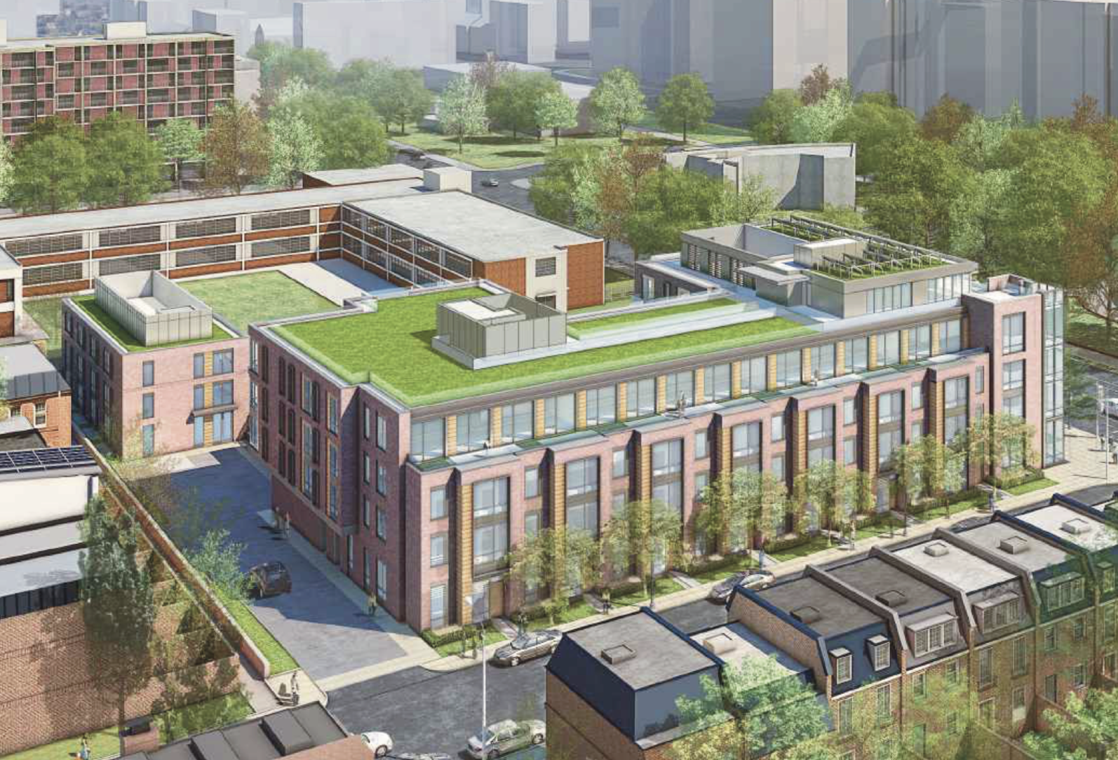 A rendering of the latest approved version of the Shakespeare Theatre Co.'s project at 501 I St. SW. 