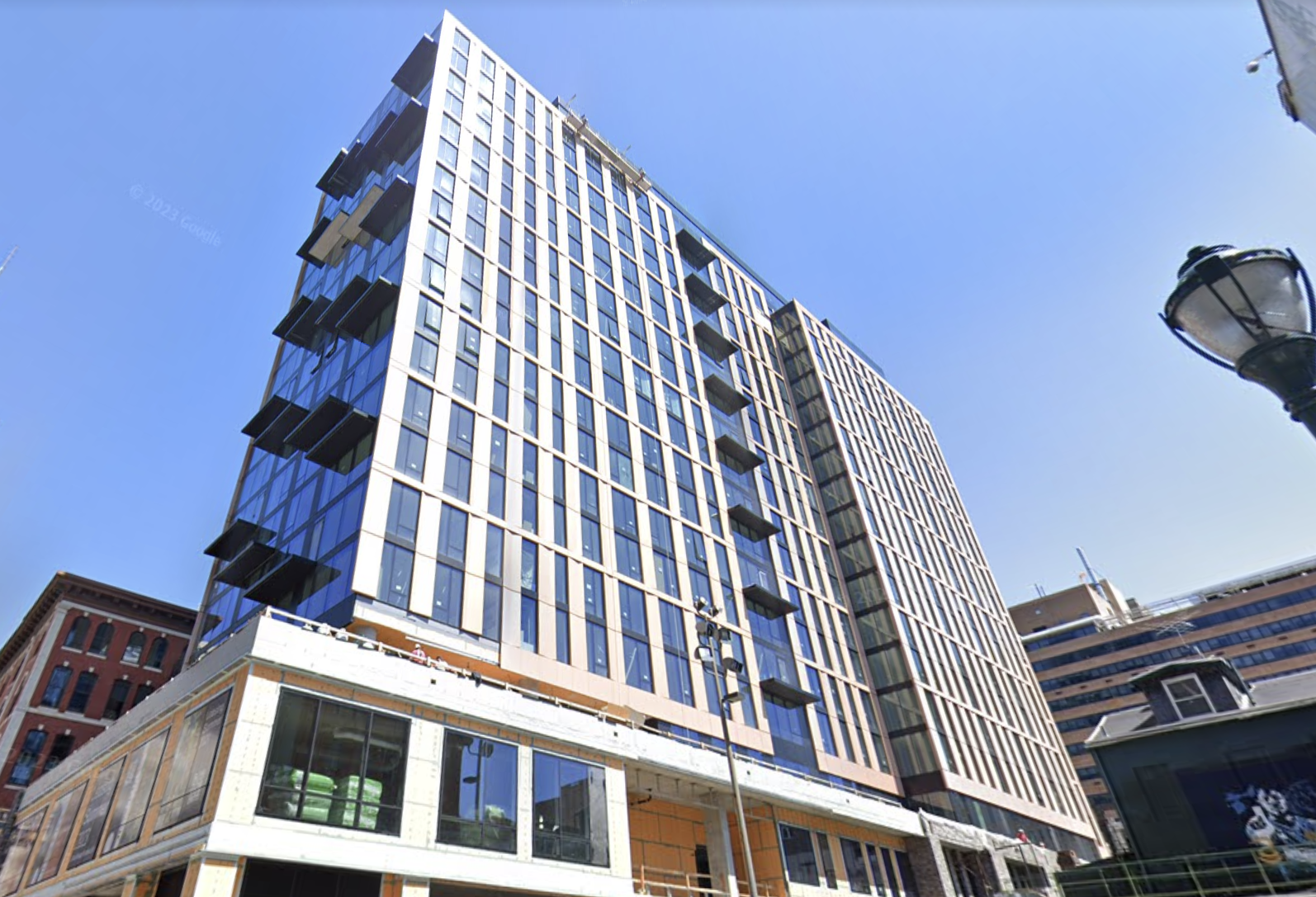 Greystar's 20-Story, 400-Unit High-Rise Development Named 12Th+Sansom, Seen Under Construction In April 2023