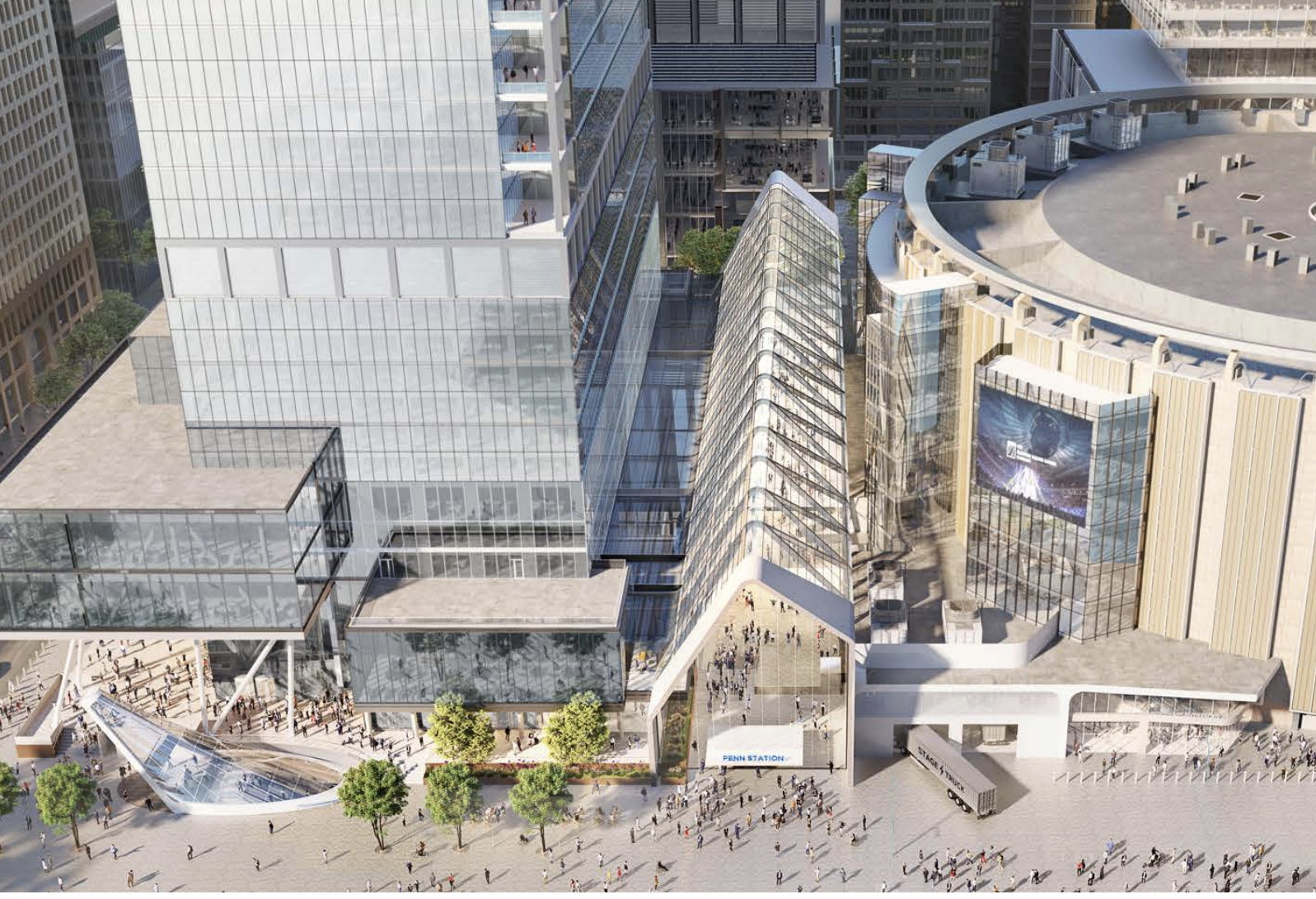 A rendering of the planned redevelopment of Penn Station, which is slated to include several new office towers developed by Vornado Realty Trust.