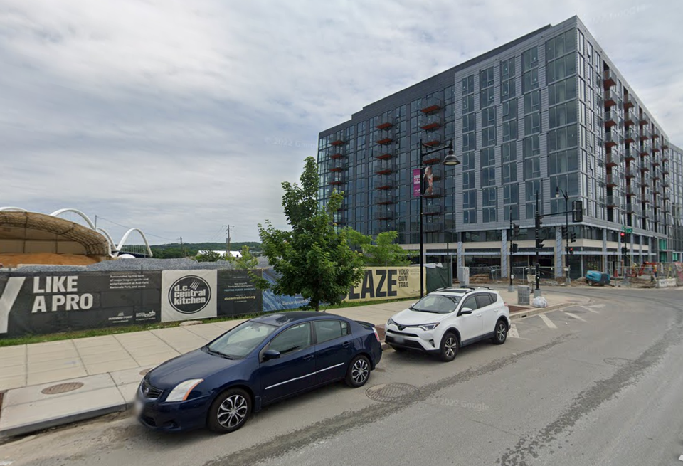 The intersection of Half Street and S Street SW, where MRP and FRP are planning to advance their Buzzard Point development next. The Verge, a recently-completed apartment building from the joint venture partners, is visible on the right.