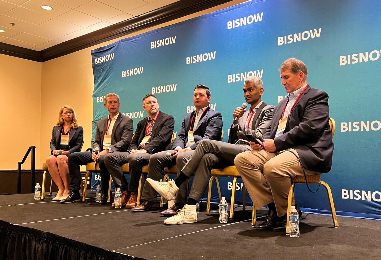 MIT Investment Management Co.'s Maureen McCaffrey, The Davis Cos.' Sean Coffey, HGA's Mark Allen, BXP's Patrick Mulvihill, Harvard Allston Land Co.'s Carl Rodrigues and Jacobs' Josh Rownd.