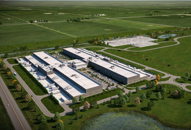 A rendering of Facebook's data center campus in DeKalb, IL