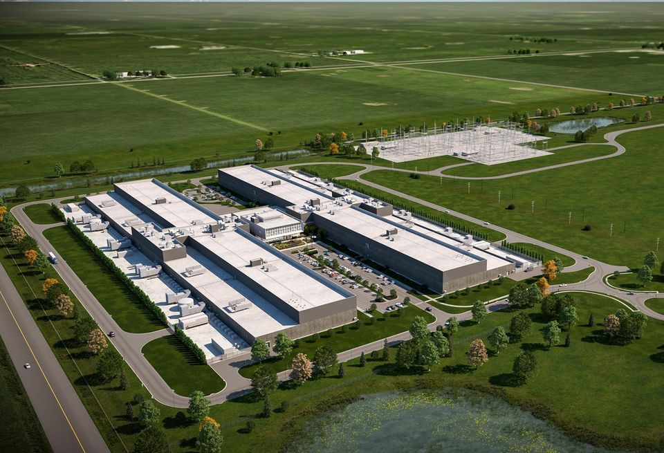 A rendering of Facebook's data center campus in DeKalb, IL