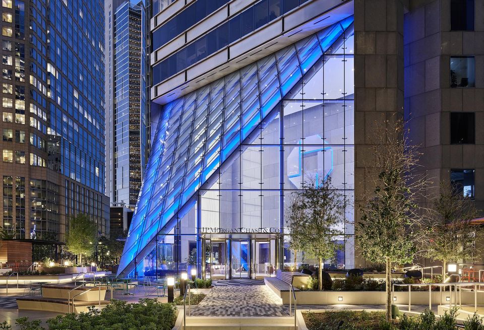 Exterior of JPMorgan Chase Tower in Houston.