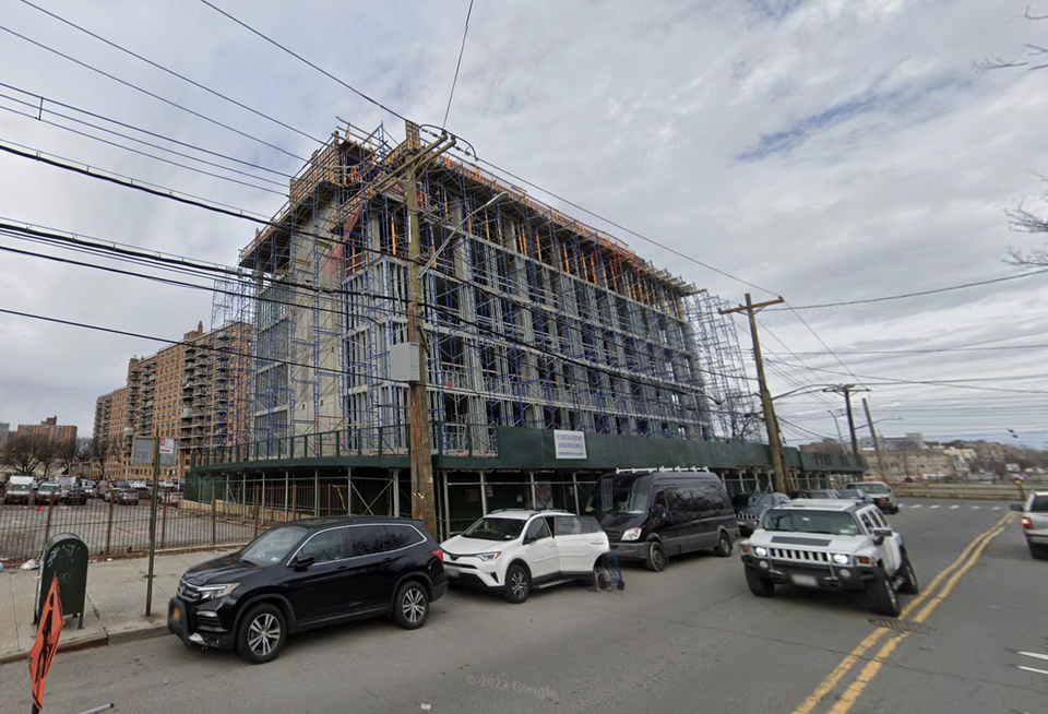 The 161-unit homeless shelter at 951 Olmstead Ave., under construction in February 2022.