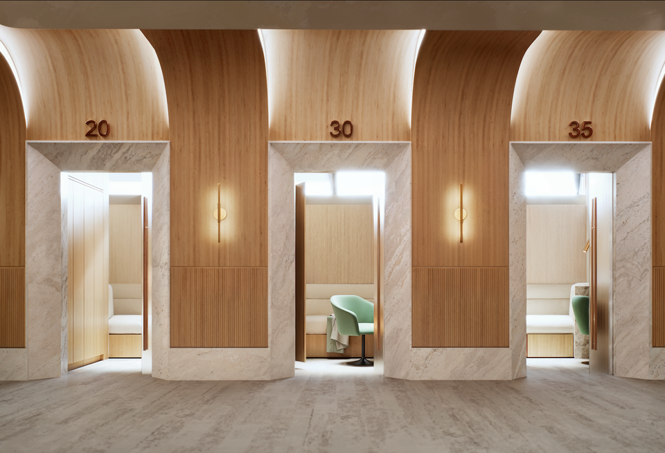 The locker room at the New York Liberty's practice facility is planned to include suites for each player with a daybed, vanity and full wardrobe.