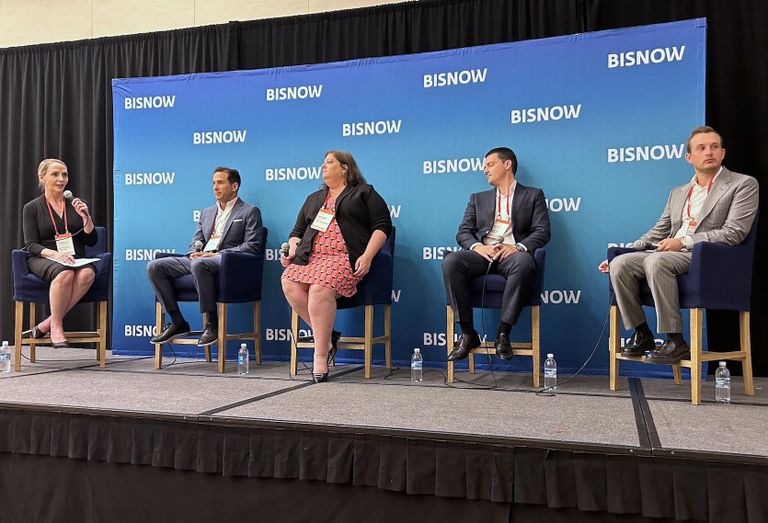 Greenberg Traurig's Danielle Gonzalez, Vista Bank’s Dan Sheehan, City of Miami Planning Department’s Sevanne Steiner, Empira Group’s Rafael Aregger and Witkoff’s Alex Witkoff at Bisnow’s South Florida Construction And Development conference on May 22, 2024.