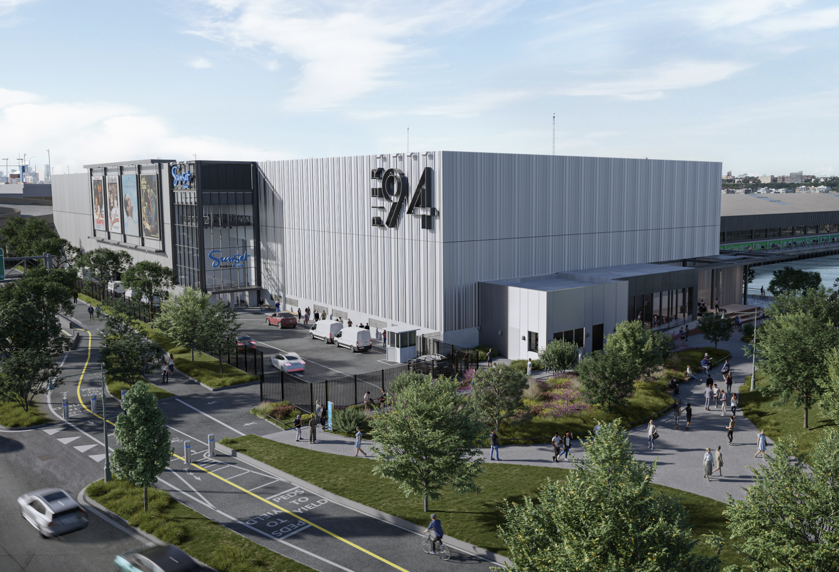 A rendering of Sunset Pier 94 Studios, planned to be the first purpose-built studio campus in Manhattan.