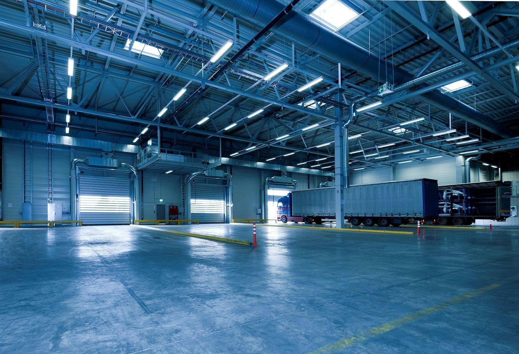 Empty Blue Warehouse